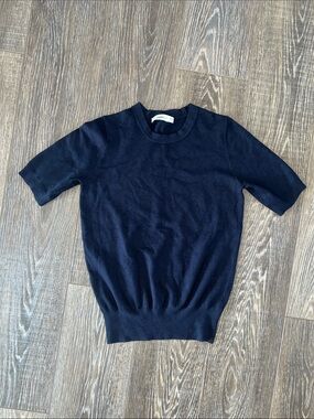 Short-Sleeve Crewneck Sweater - Navy
